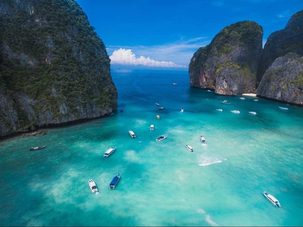 Maya Bay Koh Phi Phi from the air