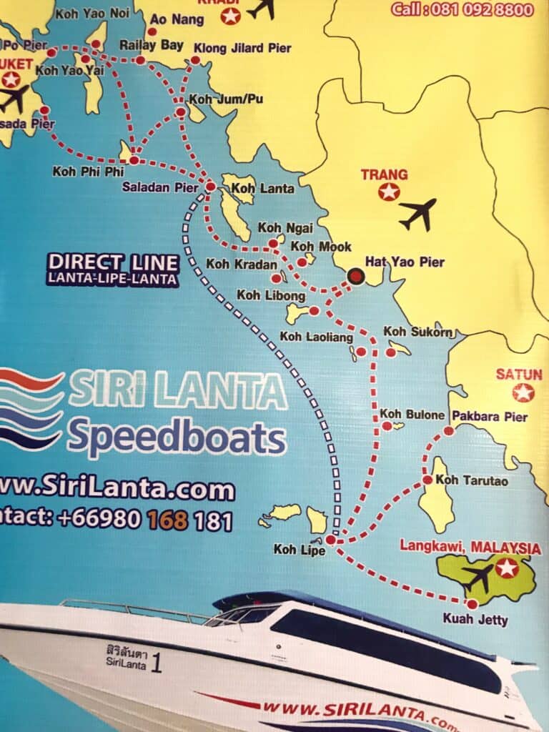 How to get to Koh Lipe. Map of speedboat routes in Andaman Sea