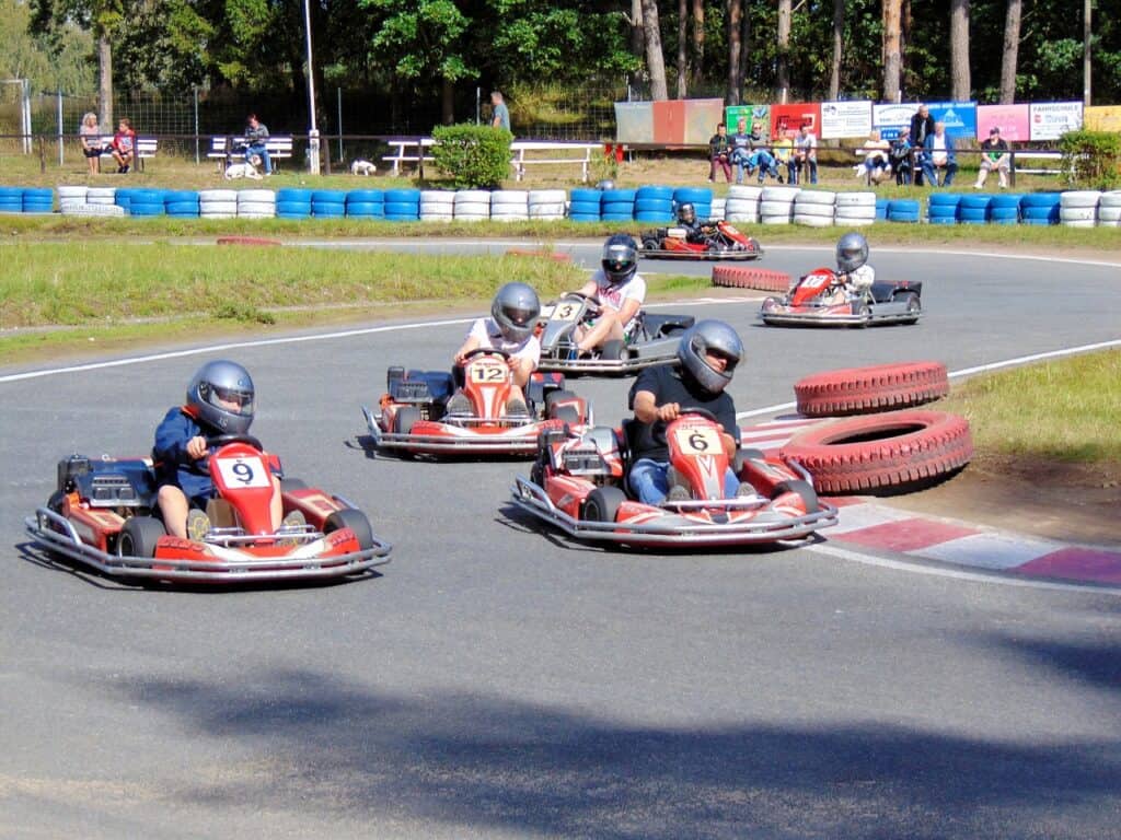 4 go karts racing in Krabi with kids