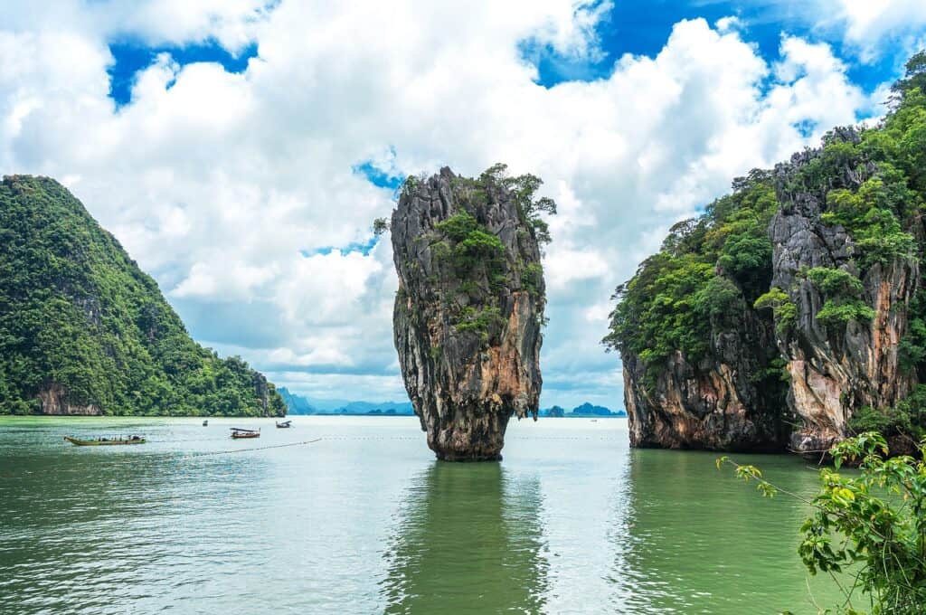 limestone 'James Bond' island rising out of the see.