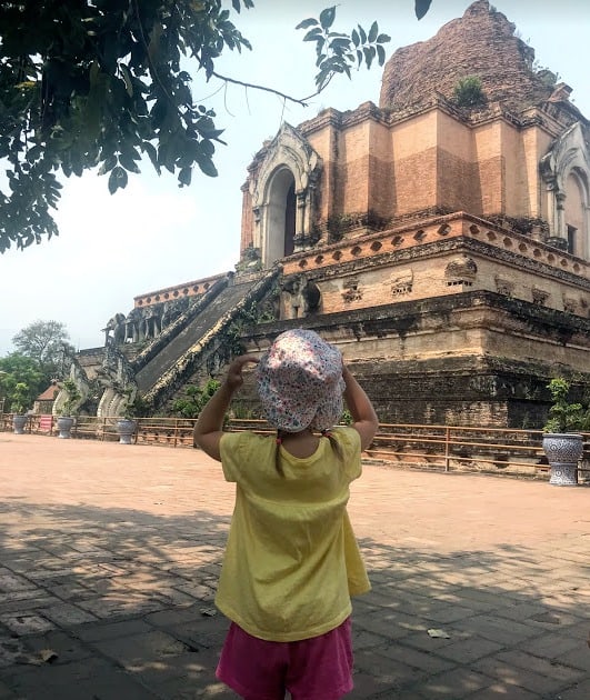 Toddler at a temple in Thailand