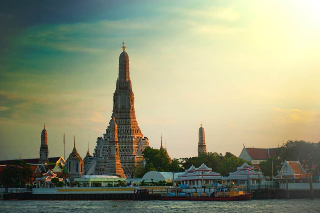 Wat Pho from across the water. one of the first day activities on our Bangkok 4 day itinerary