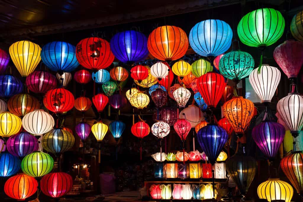 paper lanterns at night. Lantern making is one of the top things to do in hoi an with kids