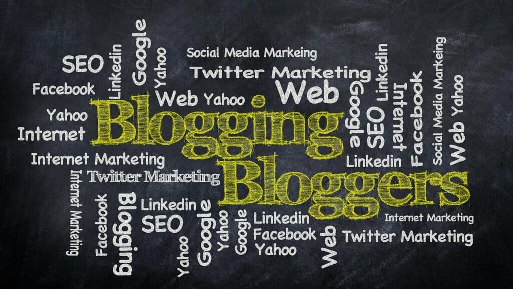 Text on black background with buzzwords on how to start a blog in India